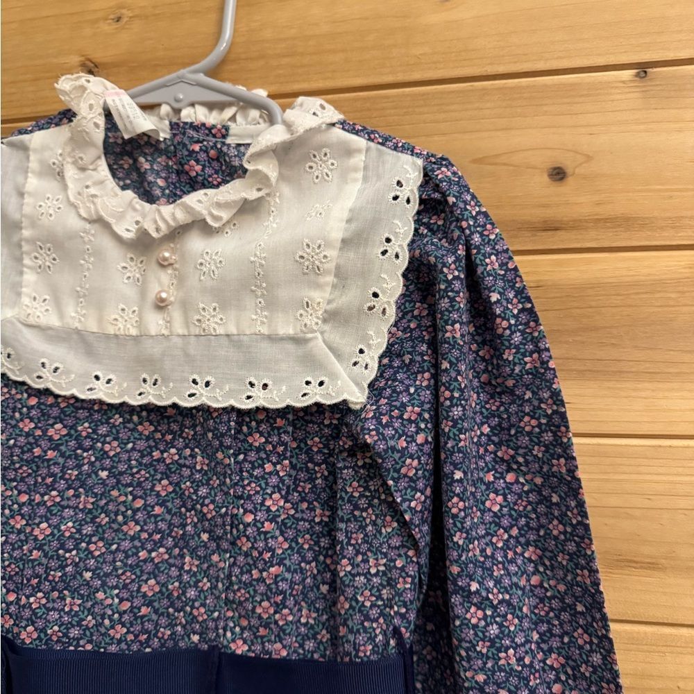 Bundle Vintage Girls Size 4 Ditsy Floral Crushed Velvet Lace Holidays Dress - Picture 3 of 16